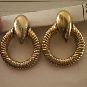 Vintage Avon Gold Hoop and Teardrop Clip Earrings.
